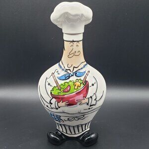 Signed Mud Pie Salad Dressing Bottle Decanter by Tracy Flickinger, French Chef